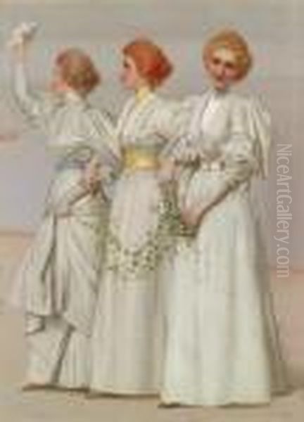 Tre Sorelle Oil Painting by Vittorio Matteo Corcos