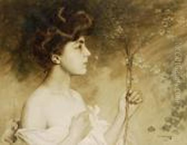 Il Fantasma E Il Fiore Oil Painting by Vittorio Matteo Corcos