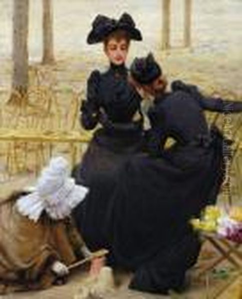 Intrattenimento Nel Giardino Del Lussemburgo Oil Painting by Vittorio Matteo Corcos