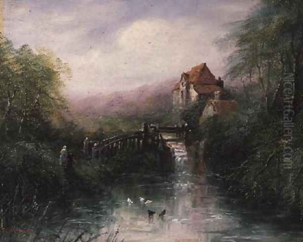 The Millstream Oil Painting by S.L. Kilpack