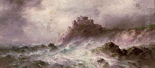 A stormy day, Gorey Castle Oil Painting by S.L. Kilpack