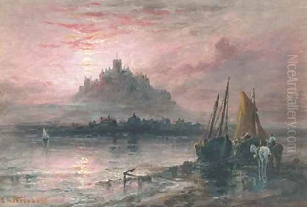 St Michael's Mount at dusk Oil Painting by S.L. Kilpack