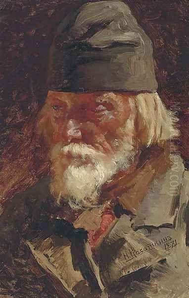 Portrait of old peasant Oil Painting by Nikolaj Alekseevich Kasatkin