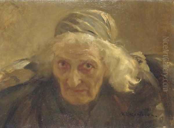 Portrait of an old woman Oil Painting by Nikolaj Alekseevich Kasatkin