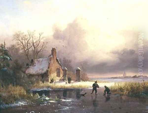 Winter Landscape 2 Oil Painting by Frederick Marianus Kruseman