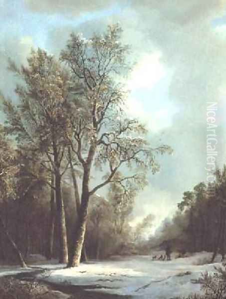 Winter Scene Oil Painting by Frederick Marianus Kruseman