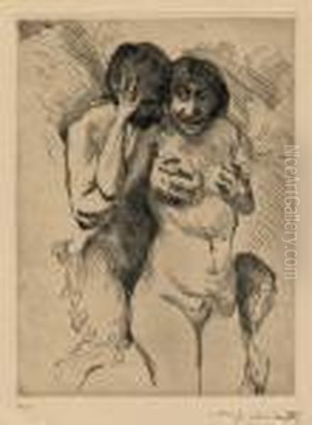 Faun Und Nymphe Oil Painting by Lovis (Franz Heinrich Louis) Corinth