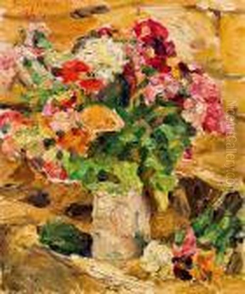 Blumenbouquet In Vase Oil Painting by Lovis (Franz Heinrich Louis) Corinth