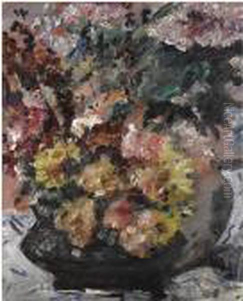 Blumen Im Bronzekubel (flowers In A Bronze Bucket) Oil Painting by Lovis (Franz Heinrich Louis) Corinth