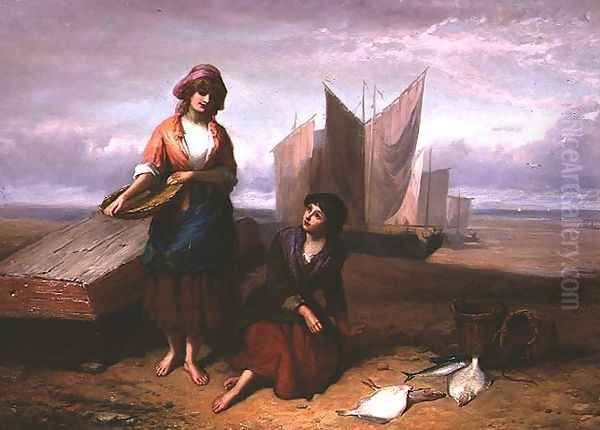 Fish For Sale Oil Painting by Frederick Gerald Kinnaird