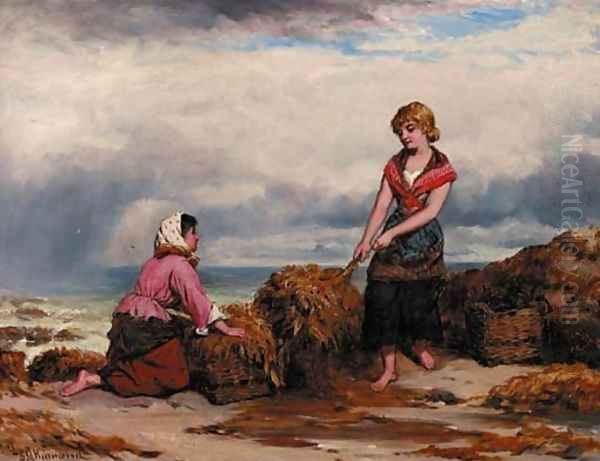 Gathering seaweed Oil Painting by Frederick Gerald Kinnaird