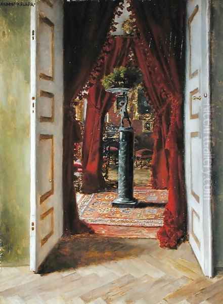 The Red Room Oil Painting by Albert von Keller