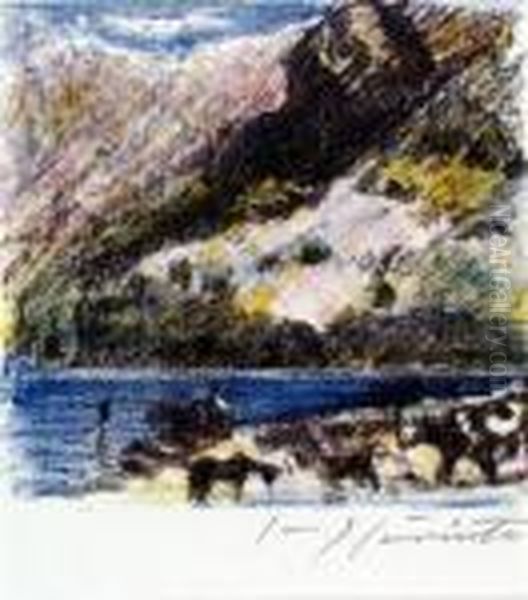 . Bergsee Oil Painting by Lovis (Franz Heinrich Louis) Corinth