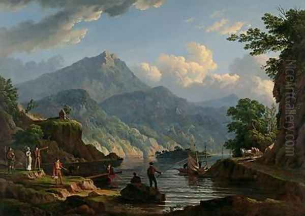 Landscape with a Tourist at Loch Katrine Oil Painting by John Knox