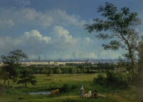 A View of Regents Park and the Colosseum from Primrose Hill Oil Painting by John Knox