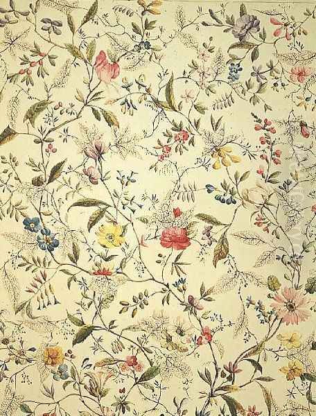 Wild flowers design for silk material Oil Painting by William Kilburn