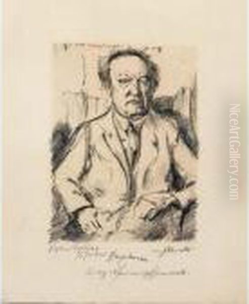 A Portrait Of Gerhart Hauptmann Oil Painting by Lovis (Franz Heinrich Louis) Corinth