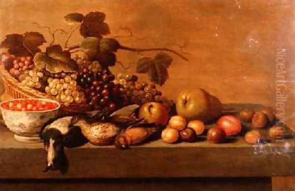 Still Life of Fruit and Game Birds Oil Painting by Roloef Koets