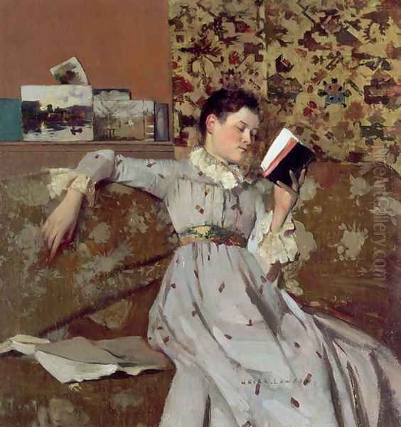 Caterina Reading a Book Oil Painting by James Kerr-Lawson