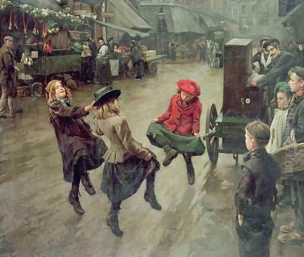 London Street Children Oil Painting by Edward R. King