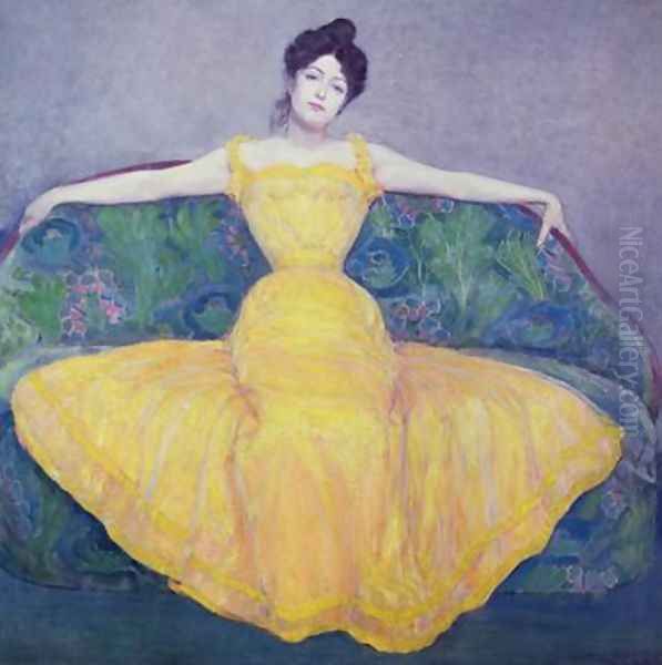 Lady in a Yellow Dress Oil Painting by Max Kurzweil