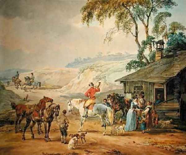 Hunting Party Oil Painting by Wilhelm Alexander Kobell