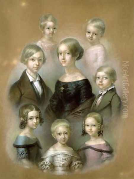 Family Oil Painting by Wilhelm Alexander Kobell