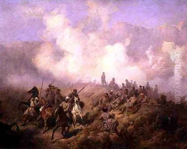 A Scene from the Russian Turkish War Oil Painting by Aleksei Danilovich Kivshenko