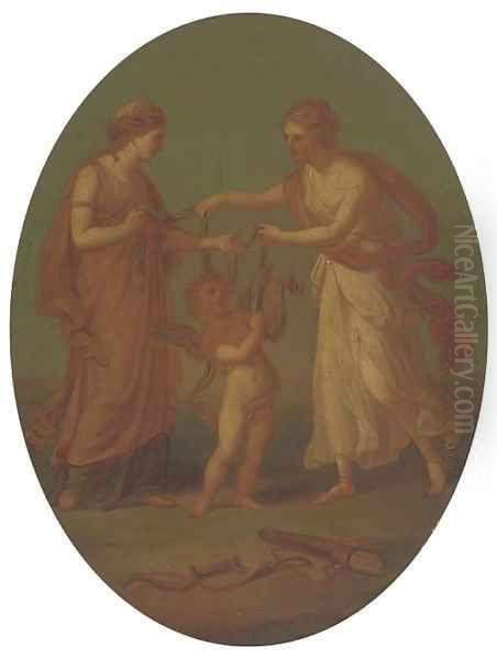 The disarming of Cupid Oil Painting by Angelica Kauffmann