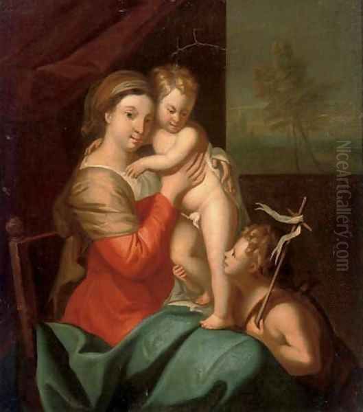 The Virgin and Child with the Infant Saint John the Baptist Oil Painting by Angelica Kauffmann