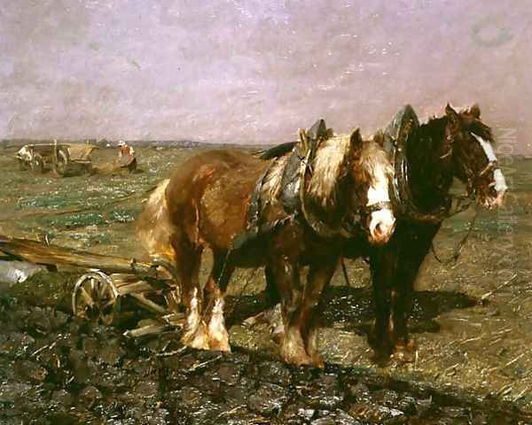 Ploughing Oil Painting by F. E. Keuschden