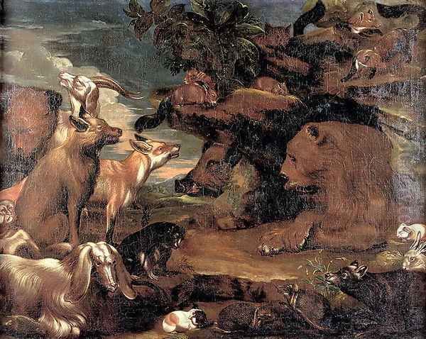 The Animals in the Garden of Eden Oil Painting by Jacob van der (Giacomo da Castello) Kerckhoven