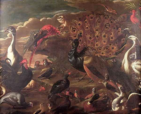 The Birds and the Beasts Oil Painting by Jacob van der (Giacomo da Castello) Kerckhoven