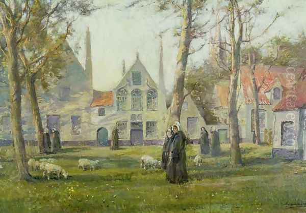 The Beguinage Bruges Oil Painting by Archibald Kay