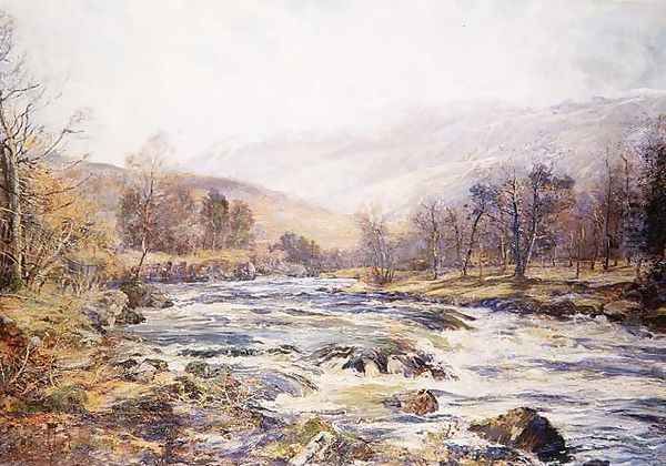 O River of Winter Sunshine Scotland Oil Painting by Archibald Kay