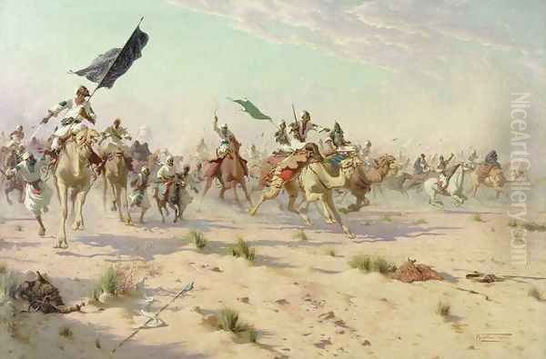 The Flight of the Khalifa after his Defeat at the Battle of Omdurman Oil Painting by Robert George Talbot Kelly