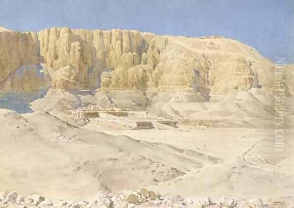 View of the Temple of Hatshepsut, Deir El Bahri, Egypt Oil Painting by Robert George Talbot Kelly