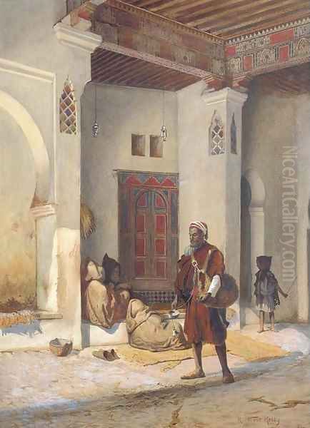 A blind beggar in a street in Tangiers Oil Painting by Robert George Talbot Kelly