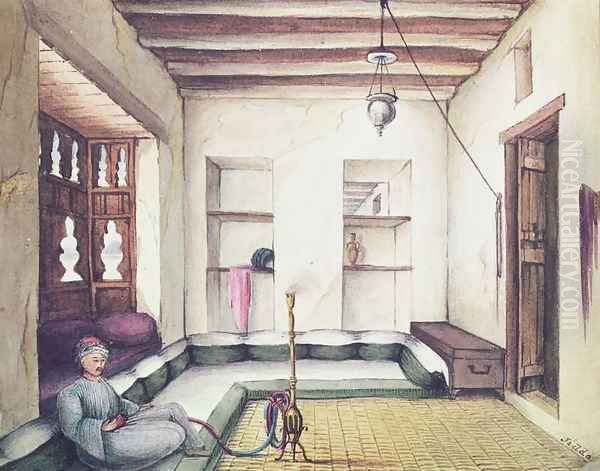 Interior of a house in the Yemen Oil Painting by Sir John Kirk