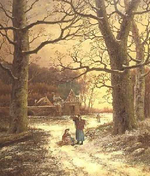 Gathering Winter Fuel Oil Painting by Johannes Hermann Barend Koekkoek