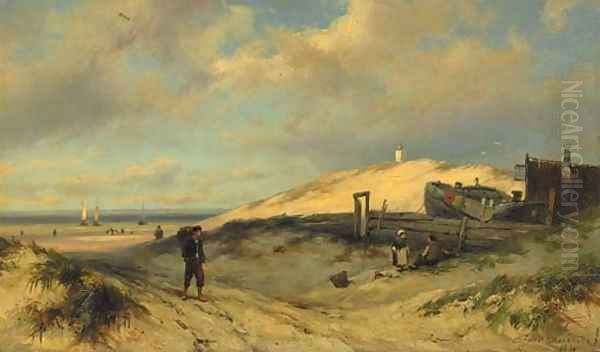 In the dunes near Katwijk Oil Painting by Johannes Hermann Barend Koekkoek