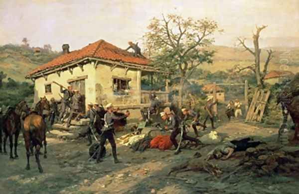 A Scene from the Russian Turkish War in 1876-77 Oil Painting by Pawel Kowalewsky