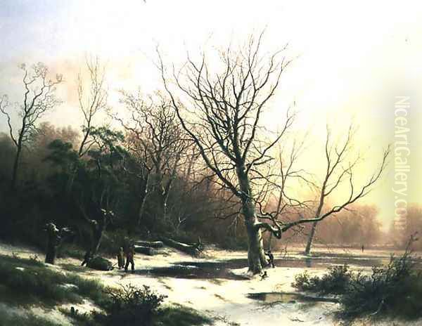 Winter Sunset Oil Painting by P.L.F. Kluyver