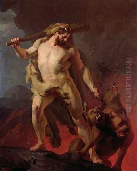 Hercules Removes Cerberus from the Gates of Hell Oil Painting by Johann Koler