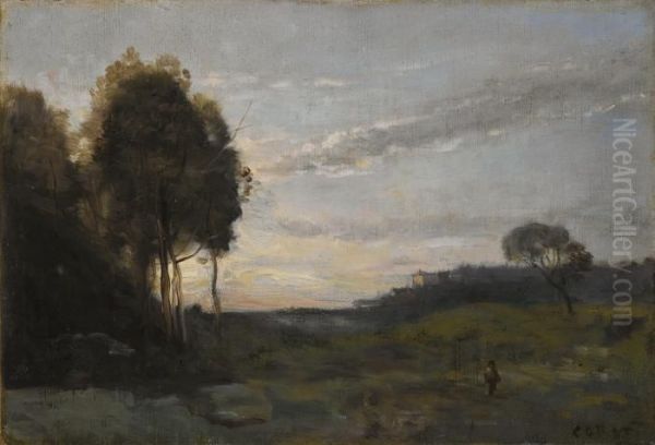 Personage Dans Un Paysage Oil Painting by Jean-Baptiste-Camille Corot