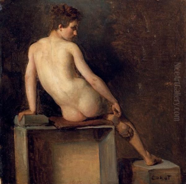 Academie D'homme Oil Painting by Jean-Baptiste-Camille Corot