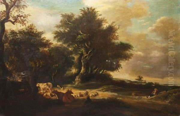 Landscape With Cows Oil Painting by Jean-Baptiste-Camille Corot