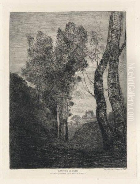 Environs De Rome Oil Painting by Jean-Baptiste-Camille Corot