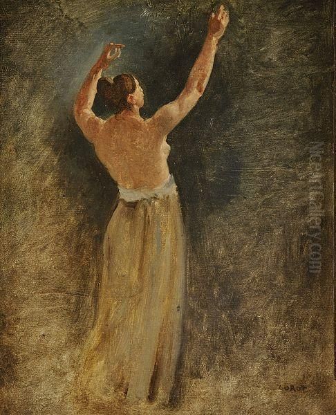 Esquisse De Nu Levant Les Bras Oil Painting by Jean-Baptiste-Camille Corot