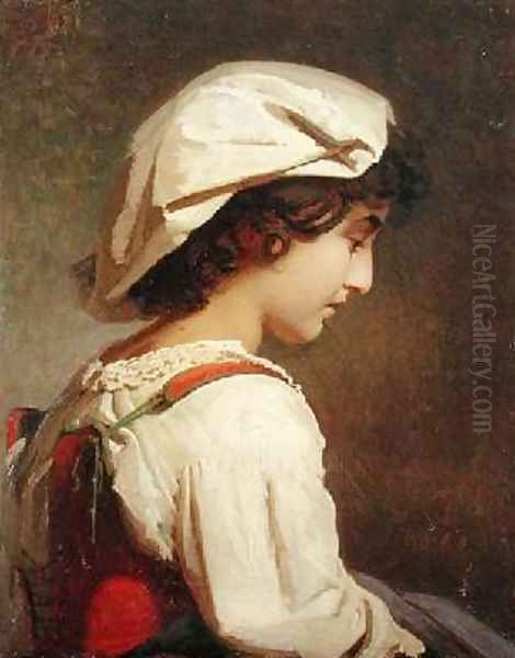 Italian Girl Oil Painting by Johann Koler